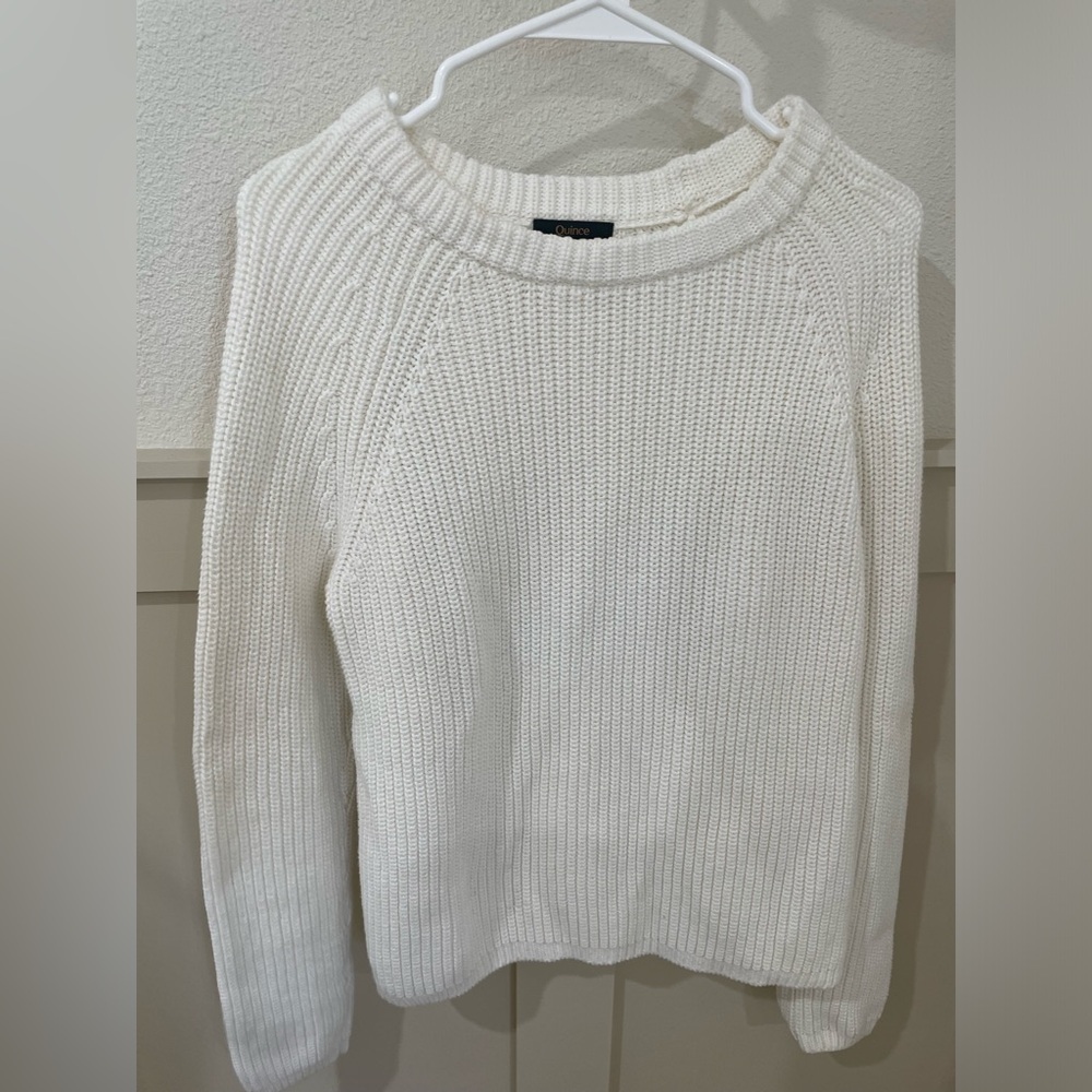 Quince 100% Cotton Women's White  Sweater - Picture 6 of 9